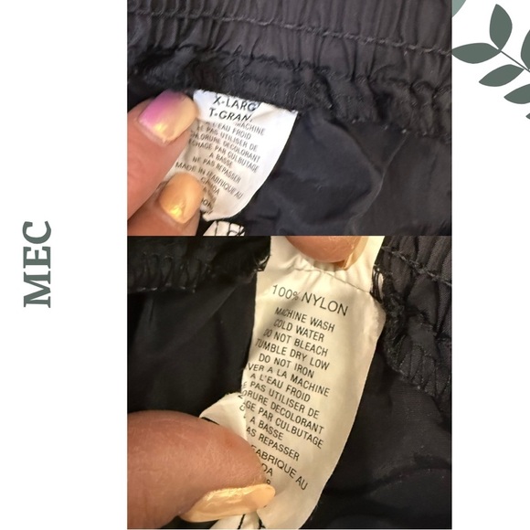 Mountain Equipment Co-op Lightweight Nylon Track Pants | Side Zippers |Size XL - Picture 5 of 5